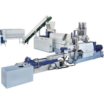 Vakum Plastik Geri Dönüştürme Ekipmanı Çift Aşamalı Plastik Pelletizing Sistemi PLC Kontrolü