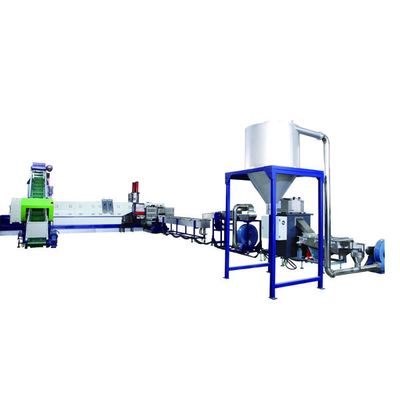 Yatay Plastik Pelletizing Geri Dönüşüm Makinesi Tek vida Ekstrüder Makinesi İki Aşama