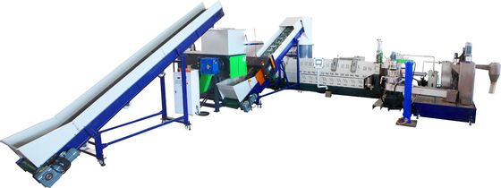 Dikey Tek vidalı ekstrüder Özel PP dokuma torba geri dönüşüm makinesi 250kg/saat